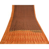 Sanskriti Vintage Sarees Brown/Orange Pure Silk Hand Woven Sari 5yd Craft Sustainable Fabric