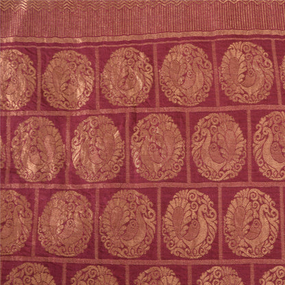 Санскритские винтажные сари из фиолетового чистого шелка павлиньего цвета, ручная работа, сари, ремесло, устойчивая ткань