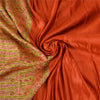 Sanskriti Vintage Sarees Indian Orange Pure Silk Woven Sari Floral Craft Sustainable Fabric