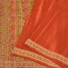Sanskriti Vintage Sarees Indian Orange Pure Silk Woven Sari Floral Craft Sustainable Fabric
