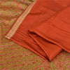 Sanskriti Vintage Sarees Indian Orange Pure Silk Woven Sari Floral Craft Sustainable Fabric