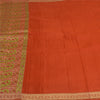 Sanskriti Vintage Sarees Indian Orange Pure Silk Woven Sari Floral Craft Sustainable Fabric