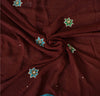 Sanskriti Vintage Sarees Dark Red Hand Beaded Pure Georgette Sari Craft Sustainable Fabric