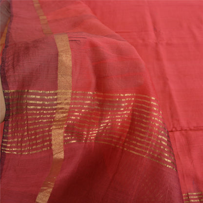 Sanskriti Vintage Sarees Indian Red Zari Woven Pure Silk Sari 5yd Craft Sustainable Fabric