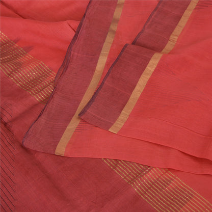 Sanskriti Vintage Sarees Indian Red Zari Woven Pure Silk Sari 5yd Craft Sustainable Fabric