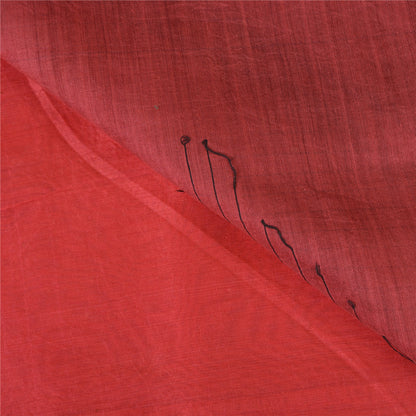 Sanskriti Vintage Sarees Indian Red Zari Woven Pure Silk Sari 5yd Craft Sustainable Fabric