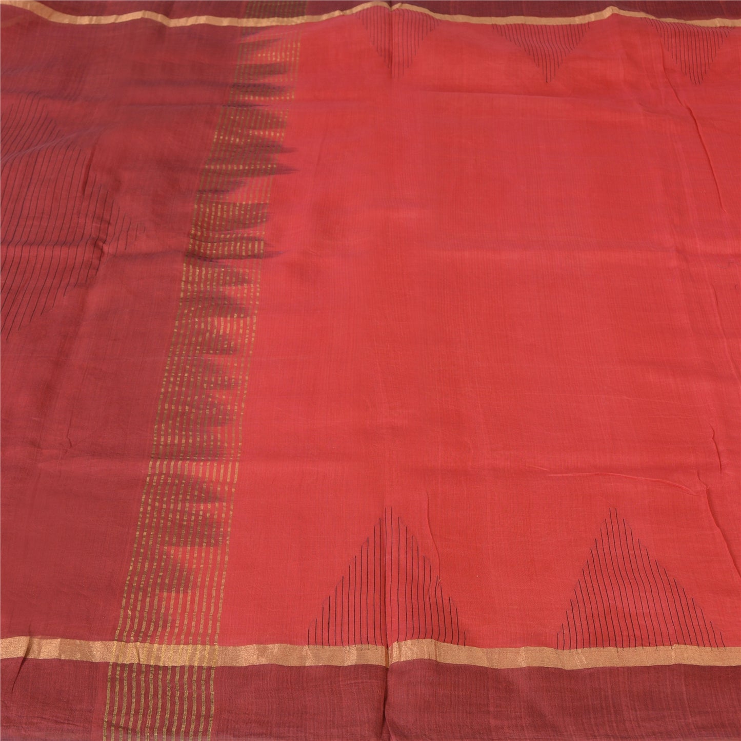 Sanskriti Vintage Sarees Indian Red Zari Woven Pure Silk Sari 5yd Craft Sustainable Fabric