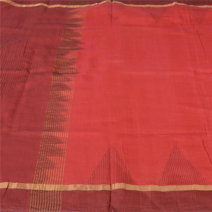 Sanskriti Vintage Sarees Indian Red Zari Woven Pure Silk Sari 5yd Craft Sustainable Fabric