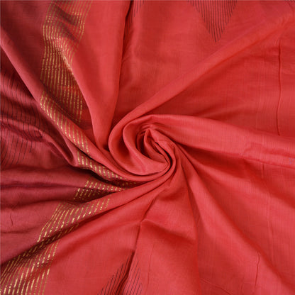 Sanskriti Vintage Sarees Indian Red Zari Woven Pure Silk Sari 5yd Craft Sustainable Fabric