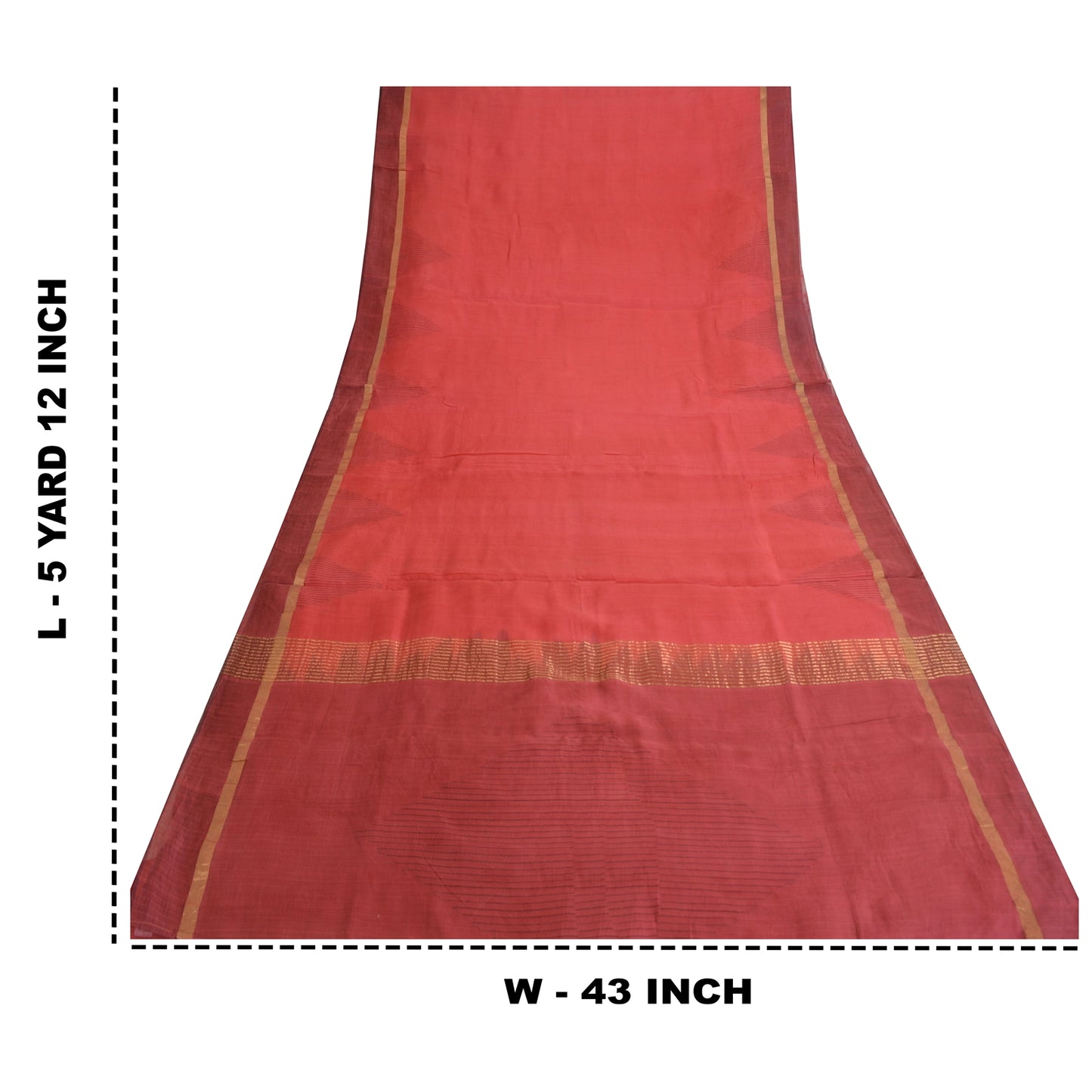 Sanskriti Vintage Sarees Indian Red Zari Woven Pure Silk Sari 5yd Craft Sustainable Fabric