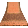 Sanskriti Vintage Sarees Orange/Brown Pure Silk Hand Beaded Woven Sari Sustainable Fabric