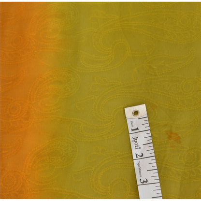 Sanskriti Vintage Green/Mustard Sarees Pure Georgette Silk Hand Bead Sari Sustainable Fabric