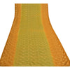 Sanskriti Vintage Green/Mustard Sarees Pure Georgette Silk Hand Bead Sari Sustainable Fabric