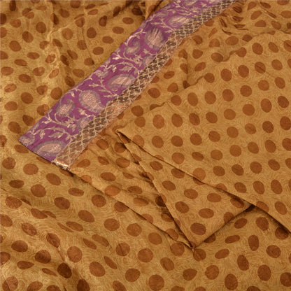 Sanskriti Vintage Brown Sarees Pure Silk Premium Printed Sari 5yard Craft Sustainable Fabric