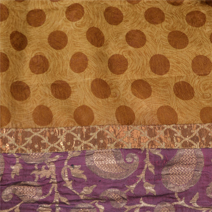 Sanskriti Vintage Brown Sarees Pure Silk Premium Printed Sari 5yard Craft Sustainable Fabric