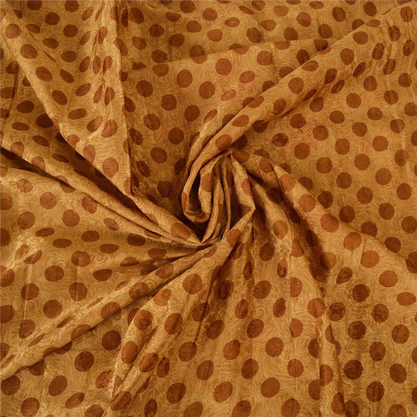 Sanskriti Vintage Brown Sarees Pure Silk Premium Printed Sari 5yard Craft Sustainable Fabric