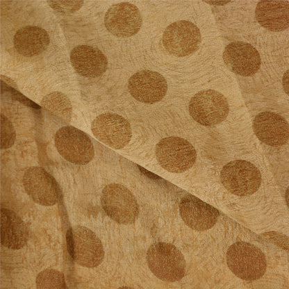 Sanskriti Vintage Brown Sarees Pure Silk Premium Printed Sari 5yard Craft Sustainable Fabric