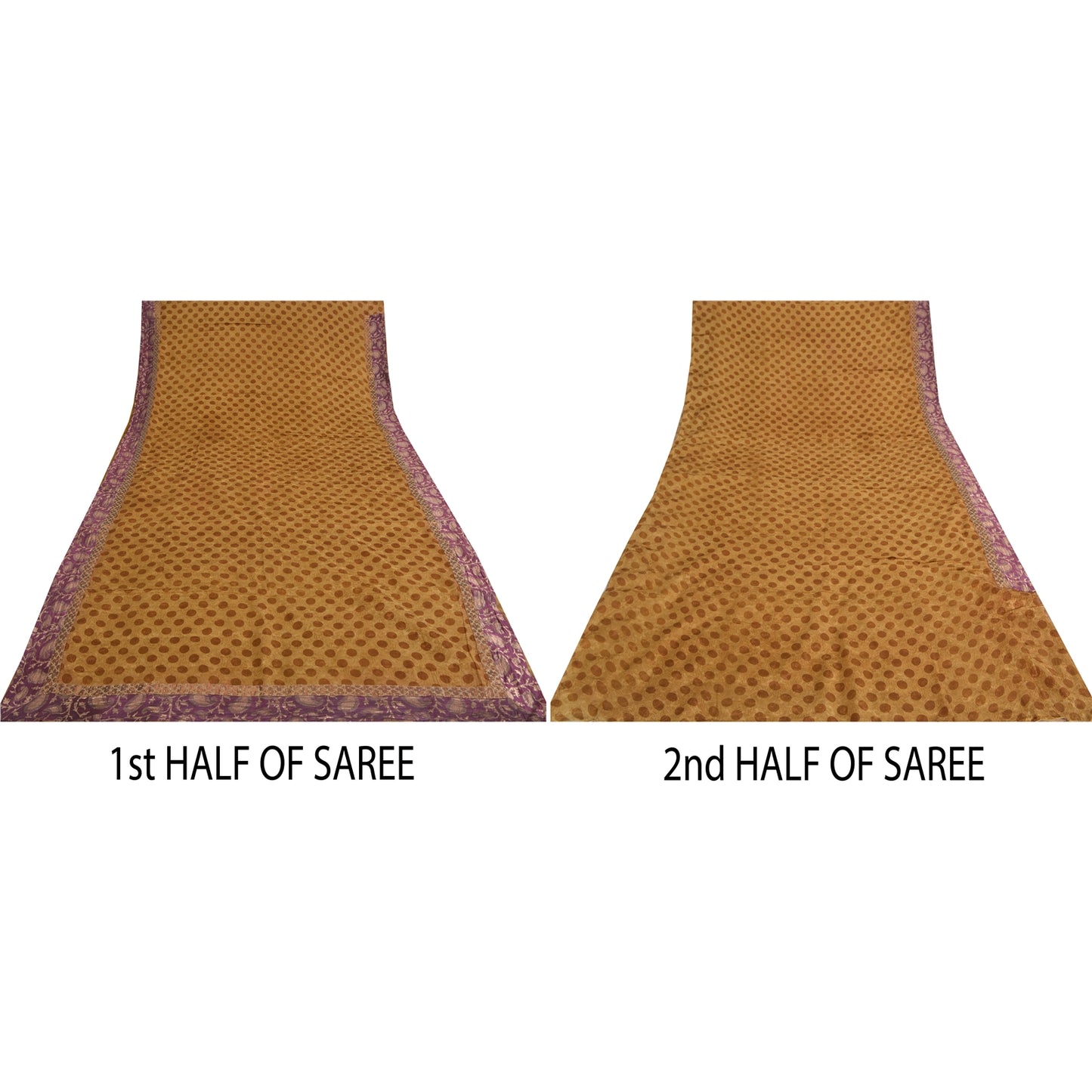 Sanskriti Vintage Brown Sarees Pure Silk Premium Printed Sari 5yard Craft Sustainable Fabric