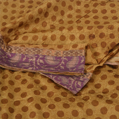 Sanskriti Vintage Brown Sarees Pure Silk Premium Printed Sari 5yard Craft Sustainable Fabric