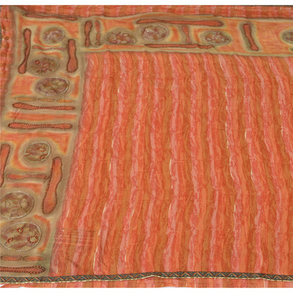 Санскритские винтажные индийские сари из чистого жоржета, расшитые вручную бисером, 5 ярдов, ткань для рукоделия, устойчивая к истиранию