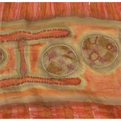 Санскритские винтажные индийские сари из чистого жоржета, расшитые вручную бисером, 5 ярдов, ткань для рукоделия, устойчивая к истиранию