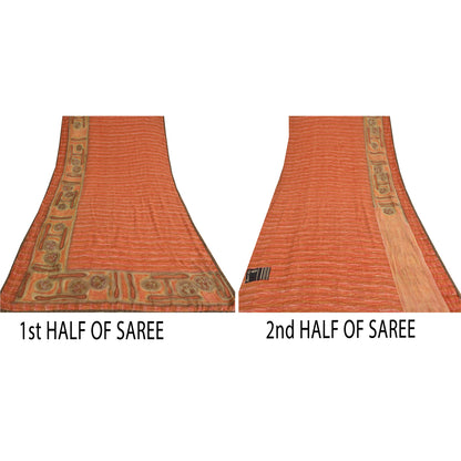 Санскритские винтажные индийские сари из чистого жоржета, расшитые вручную бисером, 5 ярдов, ткань для рукоделия, устойчивая к истиранию