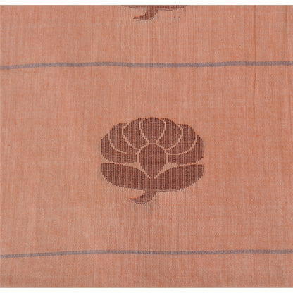 Sanskriti Vintage Salmon Pink Sarees Pure Cotton Hand woven Sari 5ydCraft Sustainable Fabric