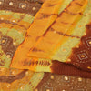 Sanskriti Vintage Brown & Yellow Sarees Pure Georgette Handmade ZariSari Fabric