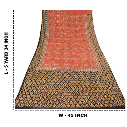 Sanskriti Vintage Indian Sarees Pure Georgette Hand Beaded Premium Sari Sustainable Fabric