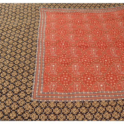 Sanskriti Vintage Indian Sarees Pure Georgette Hand Beaded Premium Sari Sustainable Fabric