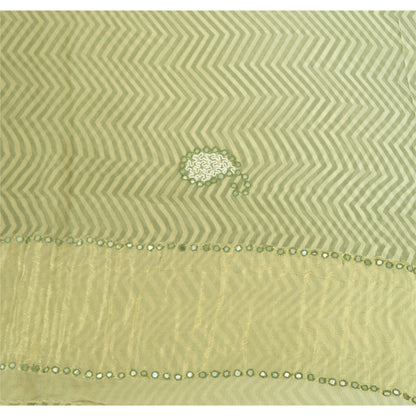 Sanskriti Vintage Indian Sarees Pure Chiffon Embroidered Ombre Sari 5yd Sustainable Fabric