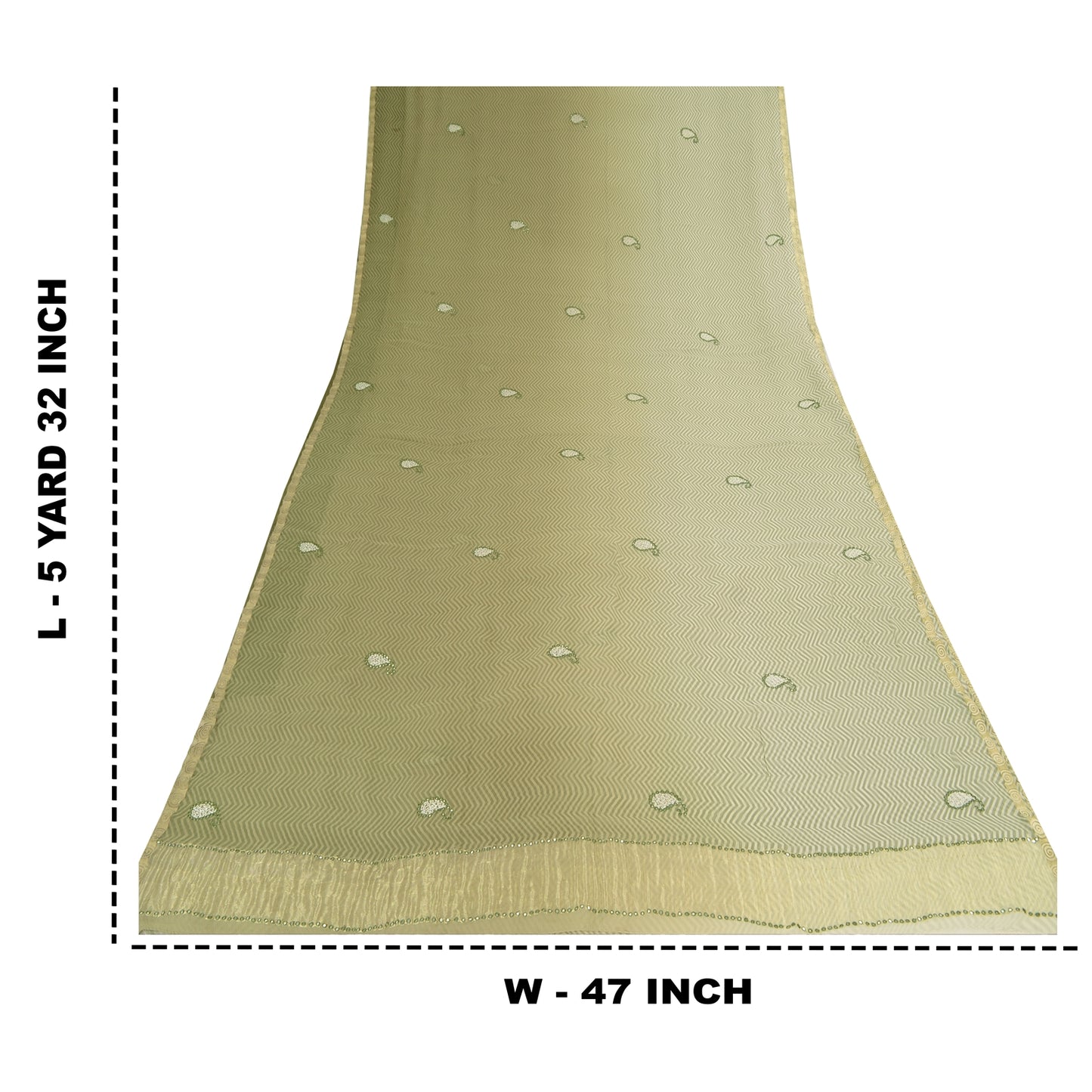 Sanskriti Vintage Indian Sarees Pure Chiffon Embroidered Ombre Sari 5yd Sustainable Fabric