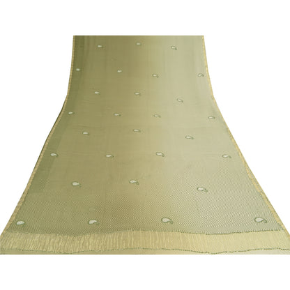 Sanskriti Vintage Indian Sarees Pure Chiffon Embroidered Ombre Sari 5yd Sustainable Fabric