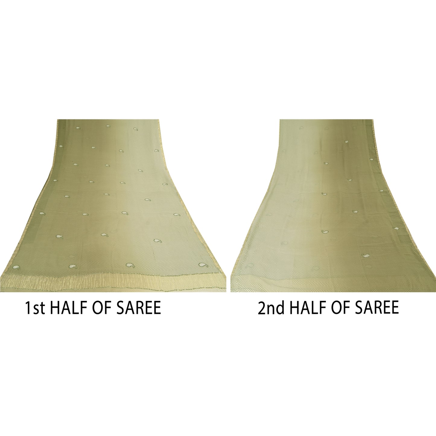 Sanskriti Vintage Indian Sarees Pure Chiffon Embroidered Ombre Sari 5yd Sustainable Fabric