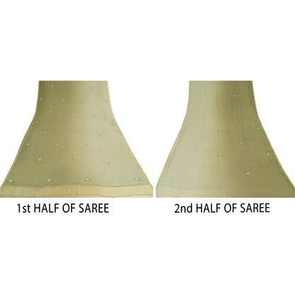 Sanskriti Vintage Indian Sarees Pure Chiffon Embroidered Ombre Sari 5yd Sustainable Fabric