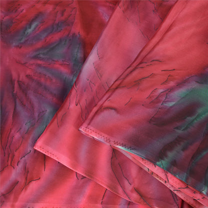 Sanskriti Vintage Pink/Green Sarees Satin Printed Premium Sari Craft Sustainable Fabric