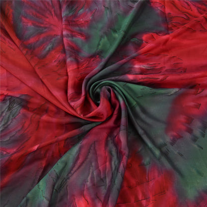 Sanskriti Vintage Pink/Green Sarees Satin Printed Premium Sari Craft Sustainable Fabric