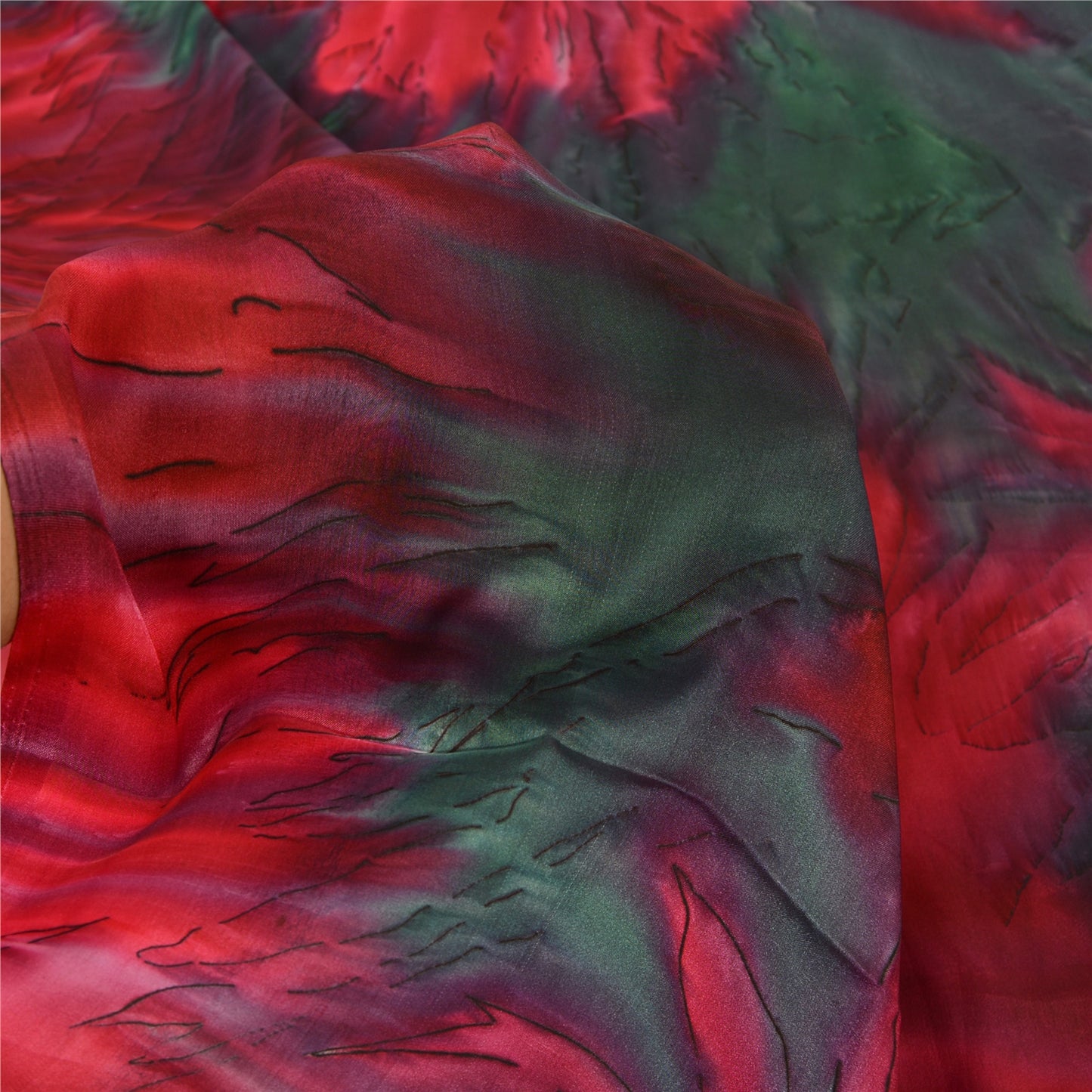 Sanskriti Vintage Pink/Green Sarees Satin Printed Premium Sari Craft Sustainable Fabric