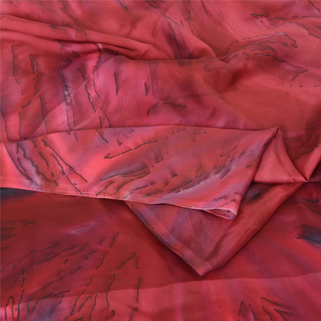 Sanskriti Vintage Pink/Green Sarees Satin Printed Premium Sari Craft Sustainable Fabric