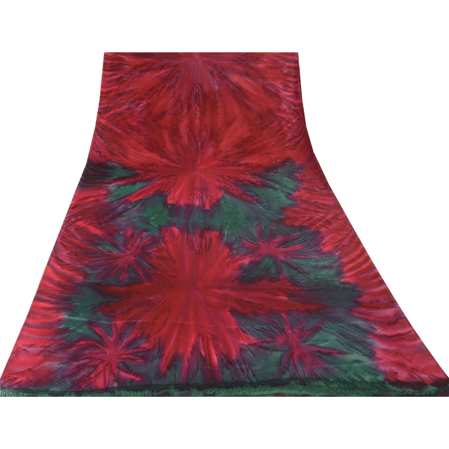 Sanskriti Vintage Pink/Green Sarees Satin Printed Premium Sari Craft Sustainable Fabric