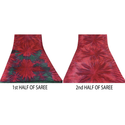 Sanskriti Vintage Pink/Green Sarees Satin Printed Premium Sari Craft Sustainable Fabric