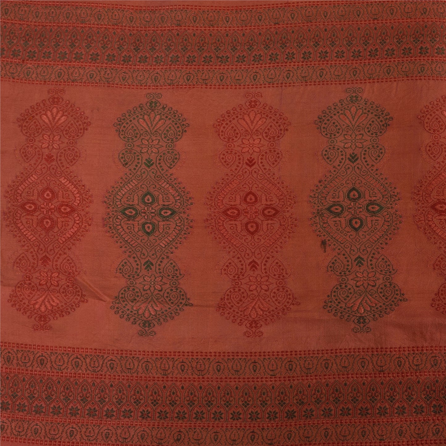 Санскритские винтажные индийские темно-красные сари из чистого шелка, этническое сари, 5 ярдов, устойчивая ткань