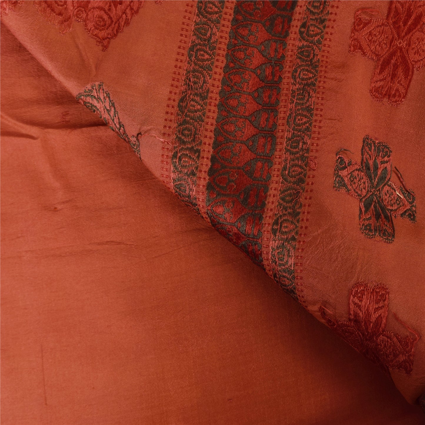 Санскритские винтажные индийские темно-красные сари из чистого шелка, этническое сари, 5 ярдов, устойчивая ткань