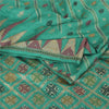 Sanskriti Vintage Indian Green Sarees Pure Silk Hand Beaded Premium Sari Sustainable Fabric