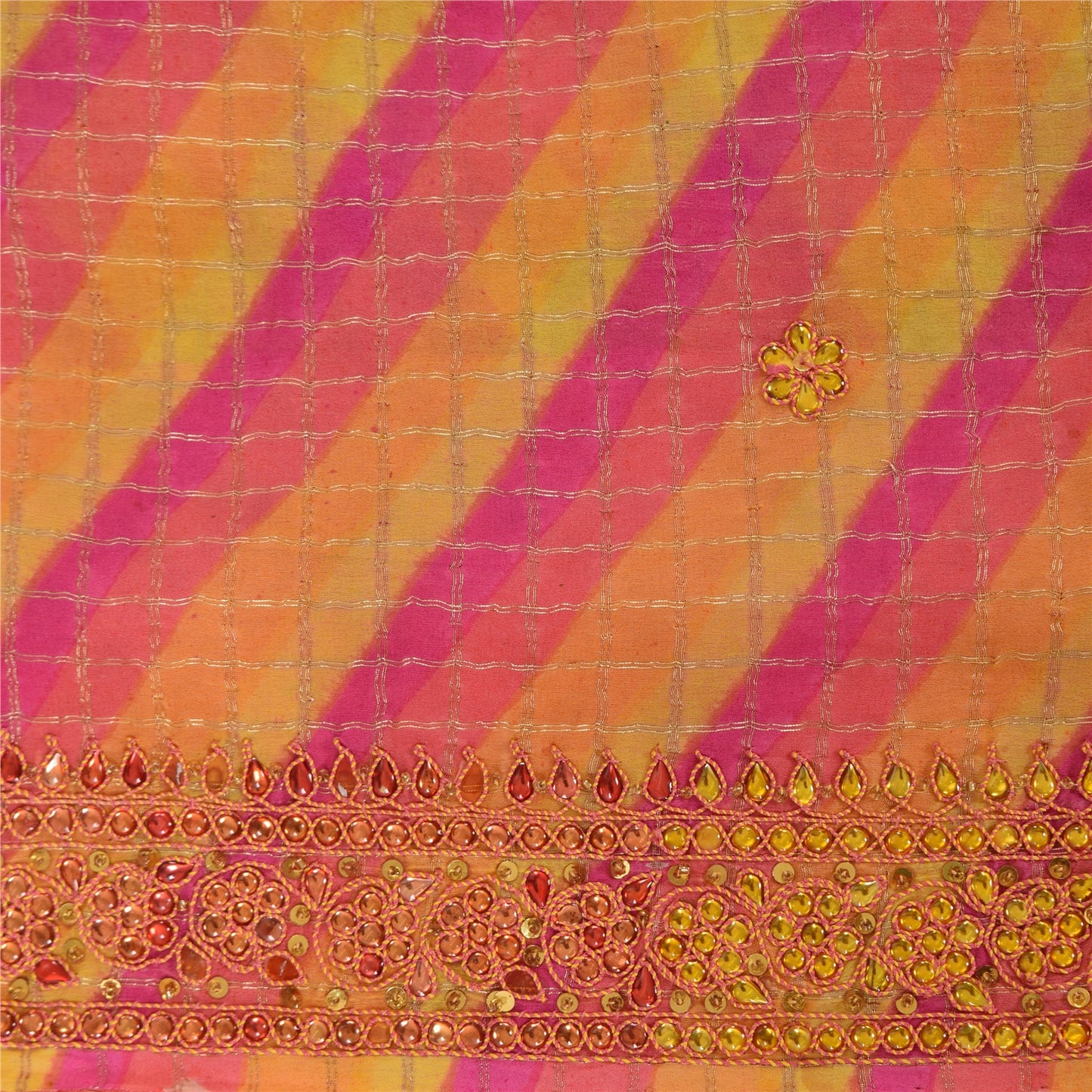Sanskriti Vintage Indian Sarees Pure Silk Hand Beaded Premium Sari Craft Sustainable Fabric