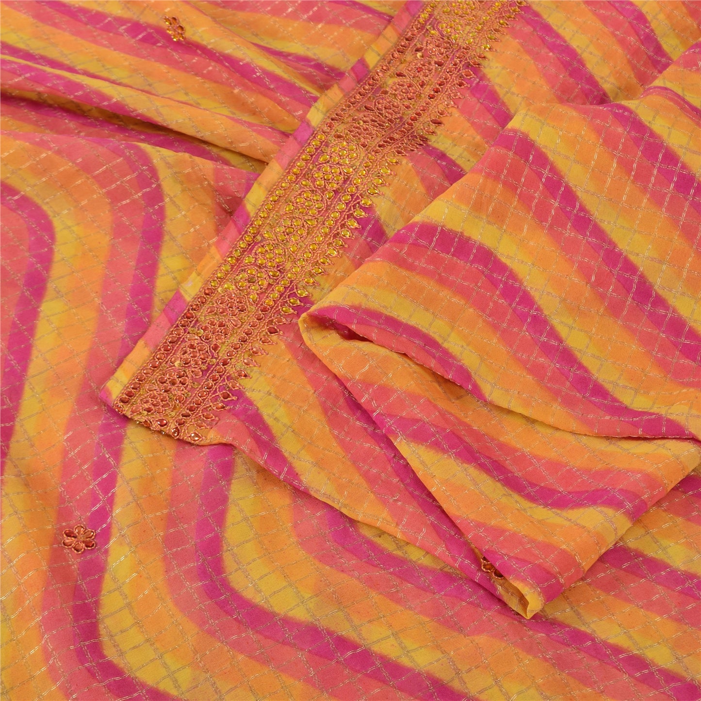 Sanskriti Vintage Indian Sarees Pure Silk Hand Beaded Premium Sari Craft Sustainable Fabric