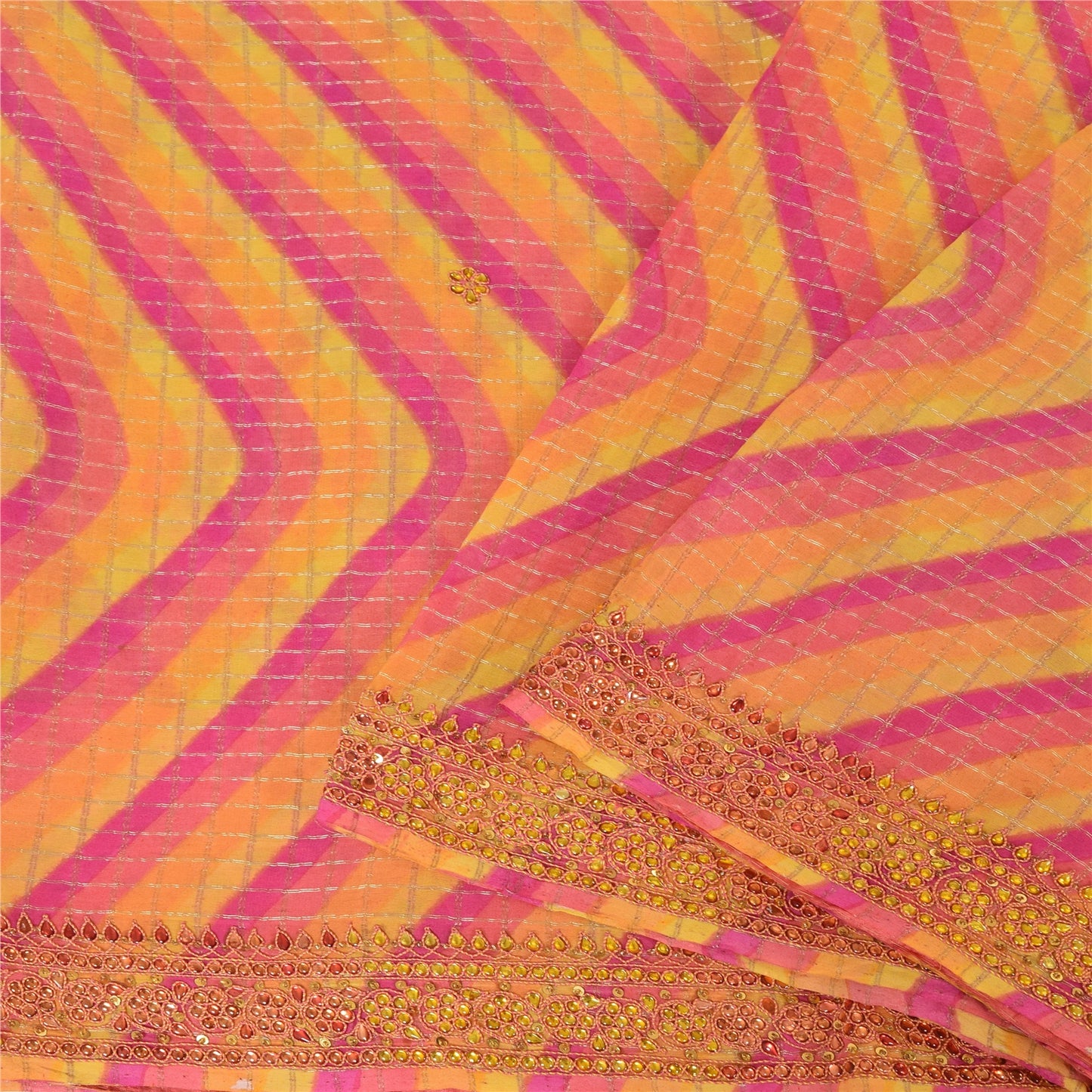 Sanskriti Vintage Indian Sarees Pure Silk Hand Beaded Premium Sari Craft Sustainable Fabric