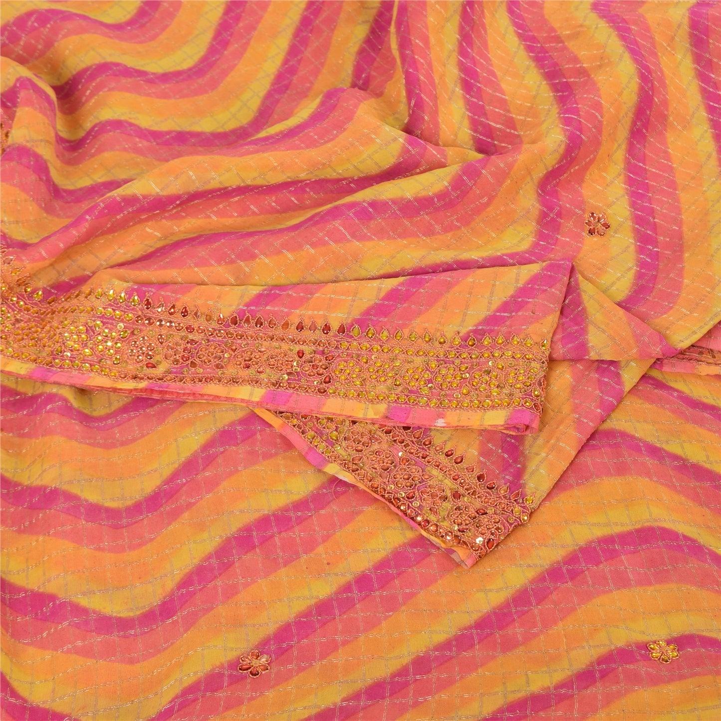 Sanskriti Vintage Indian Sarees Pure Silk Hand Beaded Premium Sari Craft Sustainable Fabric