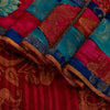 Sanskriti Vintage Red-Blue Sarees Pure Georgette Zari Woven Sari 6yd CraftFabric