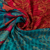 Sanskriti Vintage Red-Blue Sarees Pure Georgette Zari Woven Sari 6yd CraftFabric